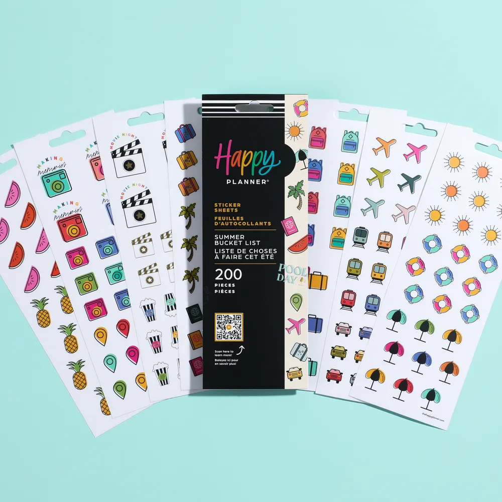 Happy Planner Summer Bucket List stickers 8 feuilles ete