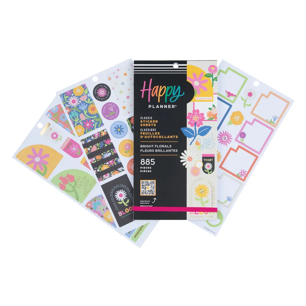 Happy Planner Bright Florals stickers value pack 885 pièces floral