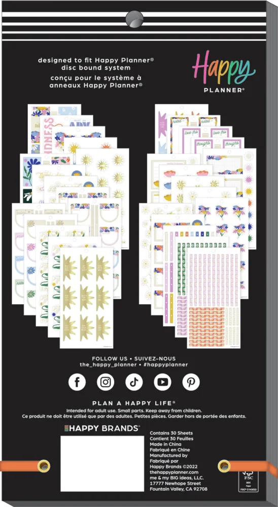 Happy Planner Fun Fleurs autocollants 474 doré 30 feuilles