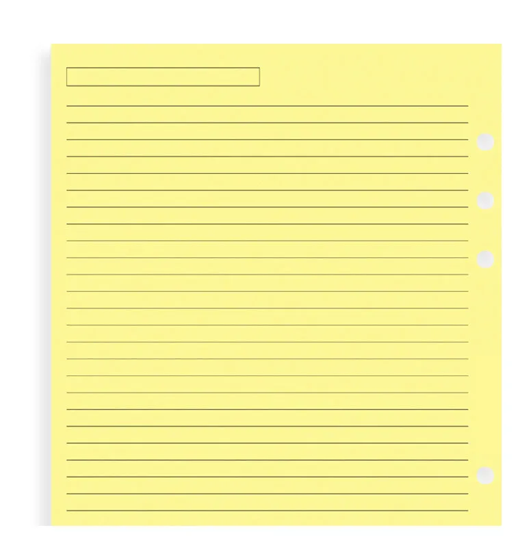 Filofax recharge papier ligné jaune A5 25 feuilles