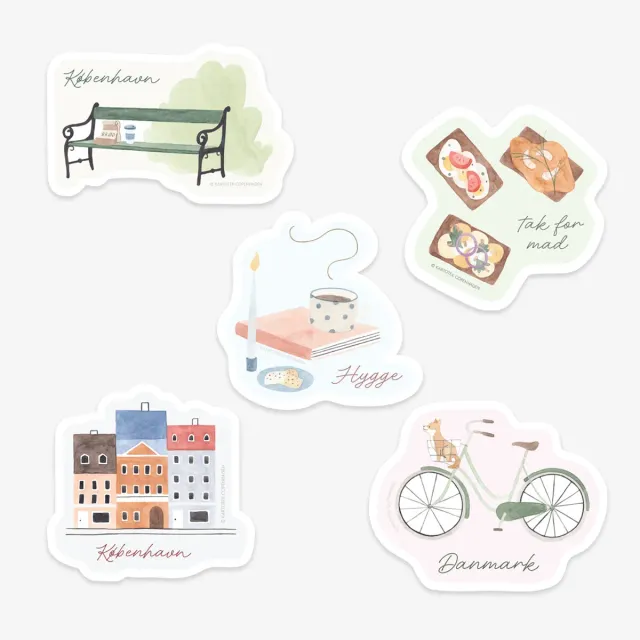 Kartotek Copenhagen Denmark lot 5 stickers vinyle mat