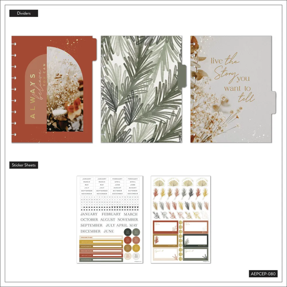 Happy Planner Dried Florals recharge agenda Classic 3 mois