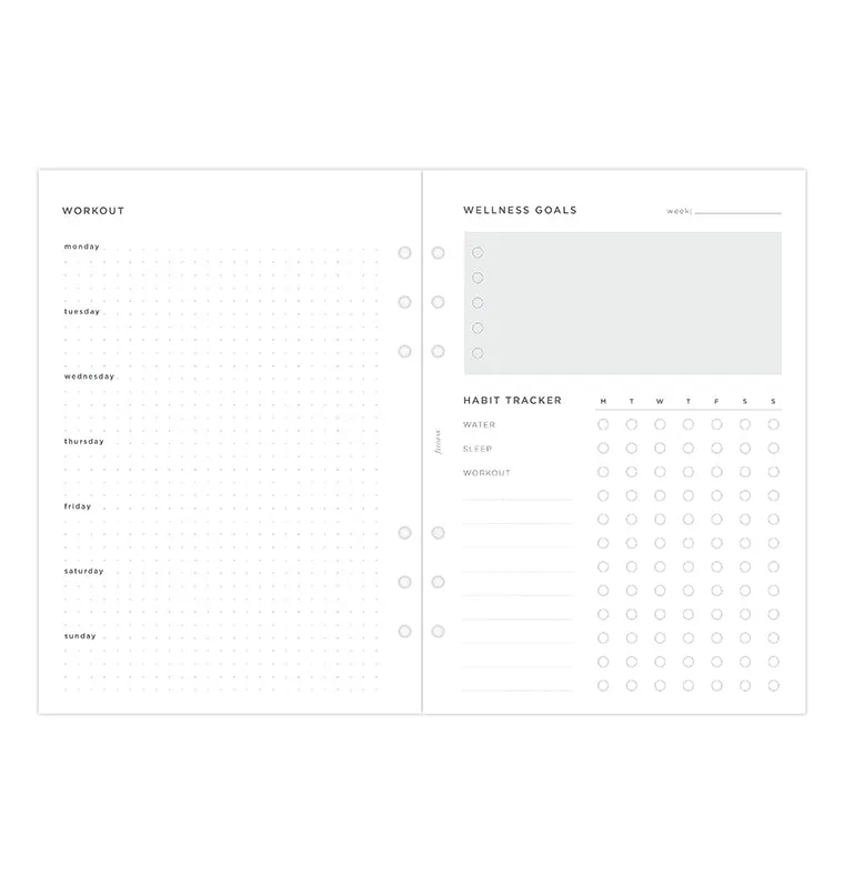 Filofax A5 recharge wellness tracker 56 feuilles