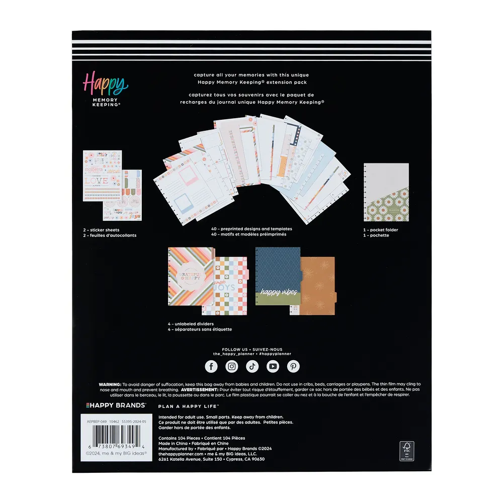Happy Planner Simple Joys big extension album 4 mois 104 pièces