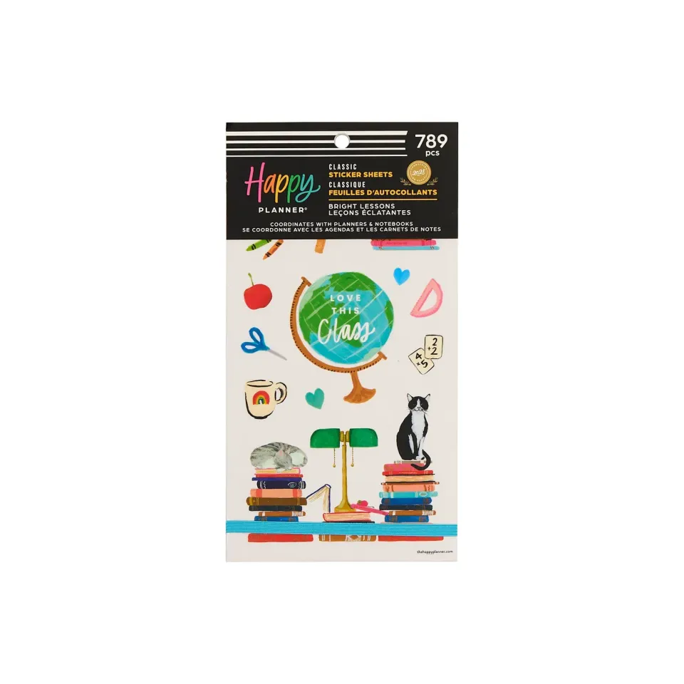 Happy Planner Bright Lessons stickers Classic 30 feuilles classe