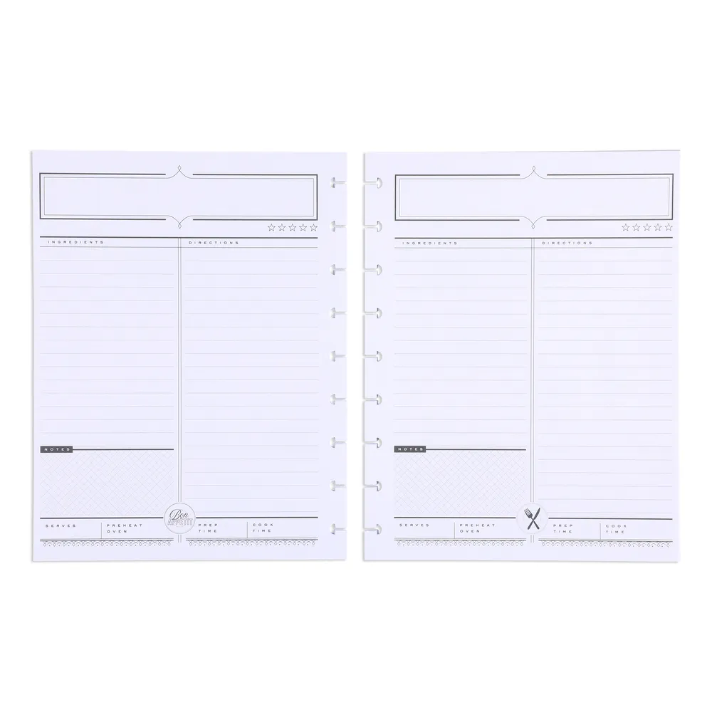 Happy Planner Classic Recipe recharge agenda à anneaux 40 pages